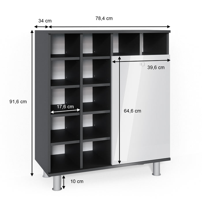 Vicco Armadietto da bagno con portabiancheria Bianco lucido 78.4 x 91.6 cm