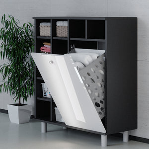 Vicco Armadietto da bagno con portabiancheria Bianco lucido 78.4 x 91.6 cm