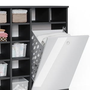 Vicco Armadietto da bagno con portabiancheria Bianco lucido 78.4 x 91.6 cm