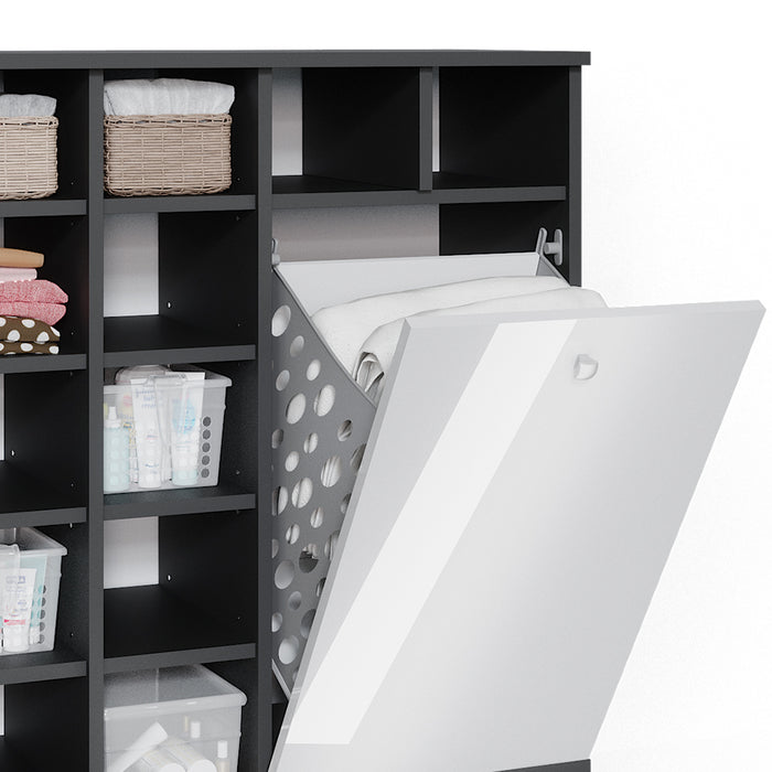 Vicco Armadietto da bagno con portabiancheria Bianco lucido 78.4 x 91.6 cm