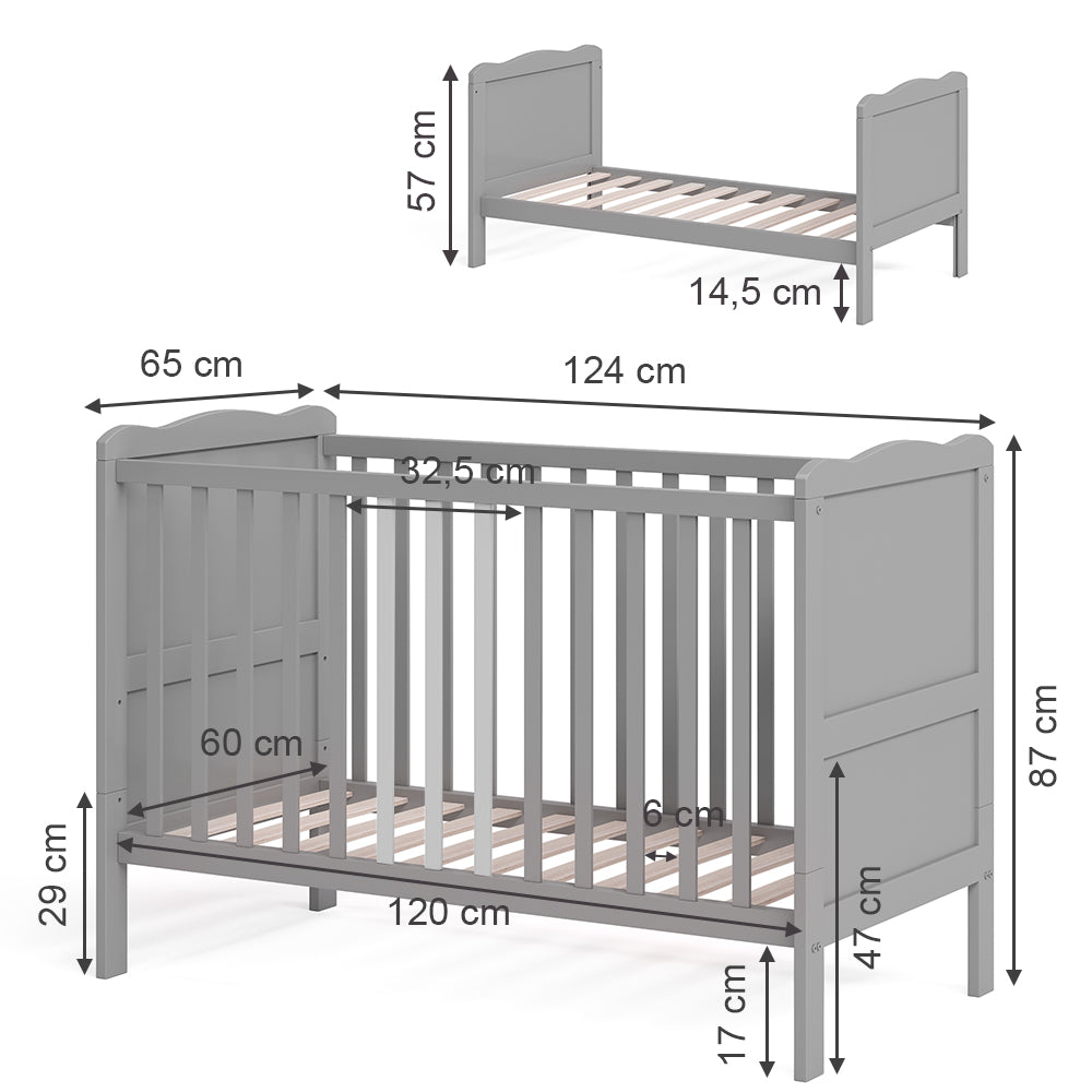 Vitalispa Culla neonato Grigio 60x120 cm