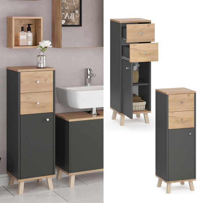 Vicco Mobiletto bagno Antracite 30 x 95 cm con cassetti