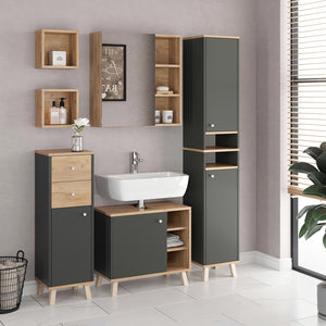 Vicco Mobiletto bagno Antracite 30 x 95 cm con cassetti