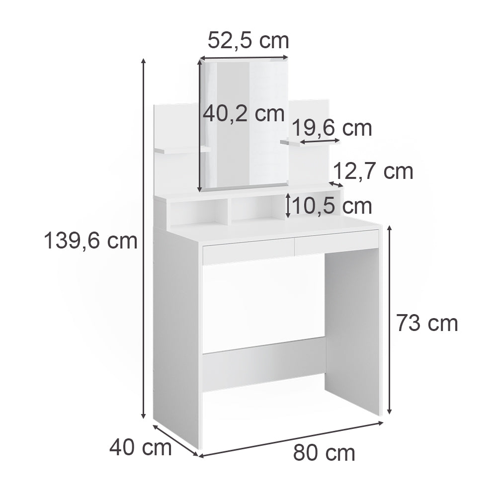Vicco Tavolo da toeletta Bianco 80 cm