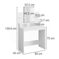 Vicco Tavolo da toeletta Bianco 80 cm
