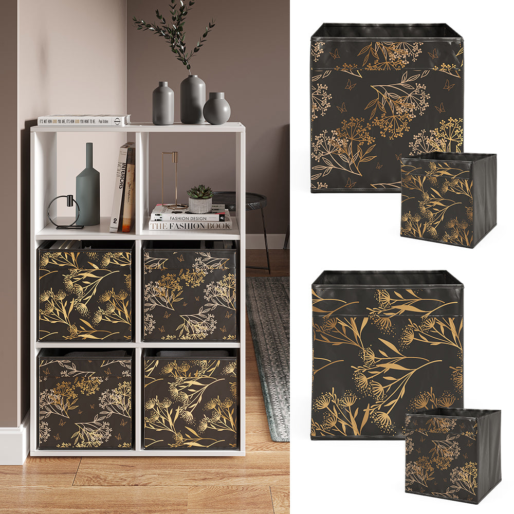 Vicco Scatola pieghevole Nero/oro 30 x 30 cm Set di 2 Opzione1