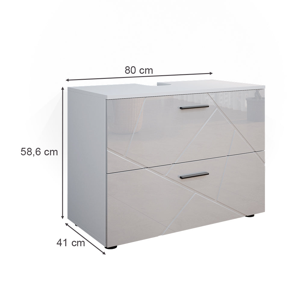Vicco Mobile sottolavabo per bagno Bianco lucido 80 x 58.6 cm