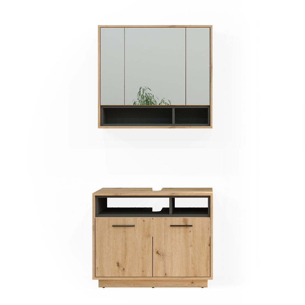 Vicco Set di mobili da bagno Rovere artigianale 2 parti