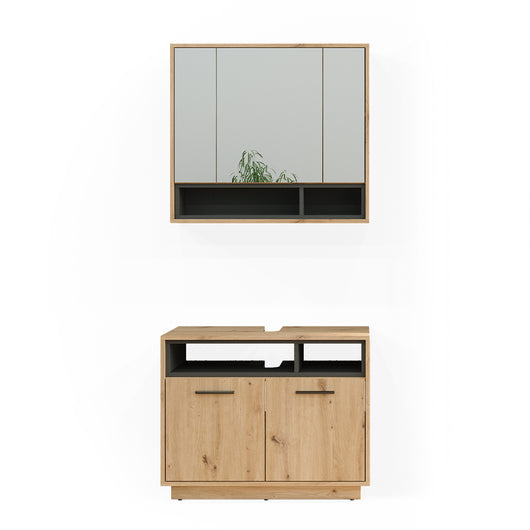 Vicco Set di mobili da bagno Rovere artigianale 2 parti