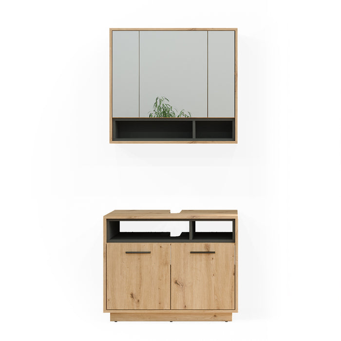Vicco Set di mobili da bagno Rovere artigianale 2 parti
