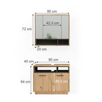 Vicco Set di mobili da bagno Rovere artigianale 2 parti