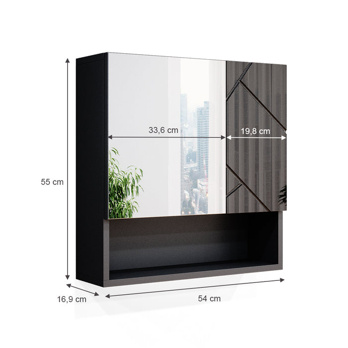 Vicco Specchio contenitore bagno Antracite lucido 54 x 55 cm