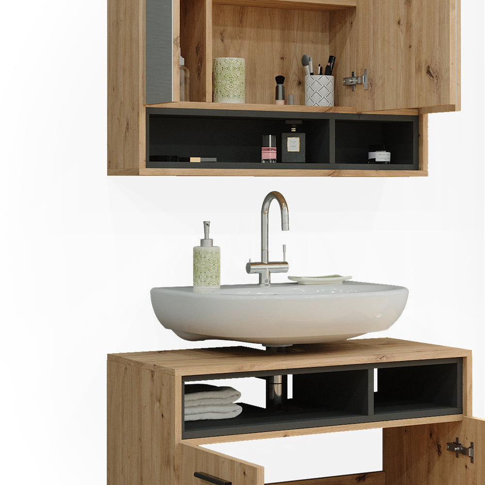 Vicco Set di mobili da bagno Rovere artigianale 2 parti