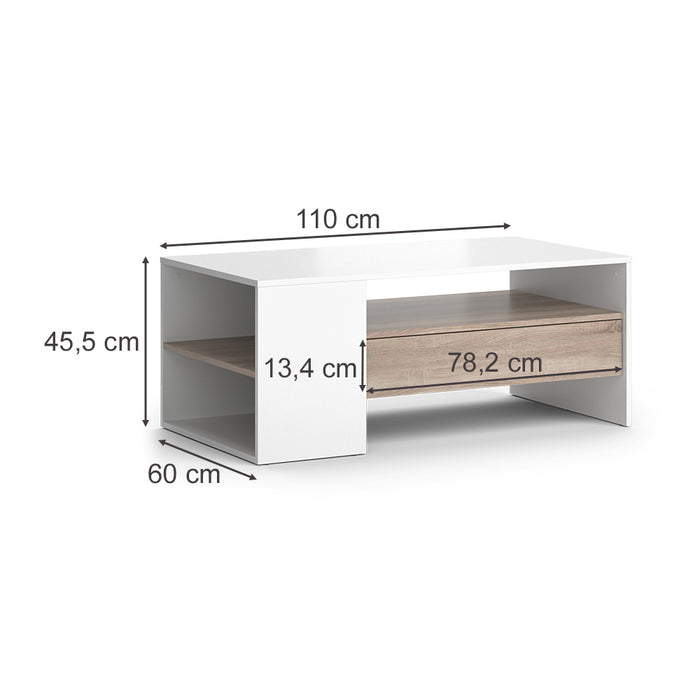 Vicco Tavolino Bianco 110 x 60 cm