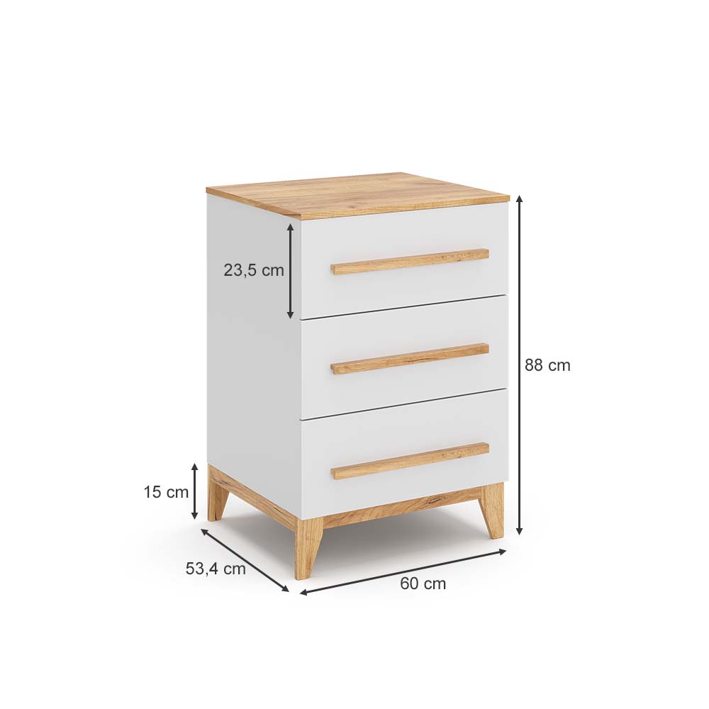 Vitalispa Cassettiera per camera da letto Bianco 53.4 x 88 cm