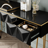 Vicco Tavolo da toeletta Nero 120 cm con specchio LED e sgabello