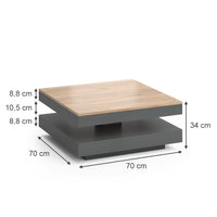 Vicco Tavolino da caffè Antracite 70 x 70 cm