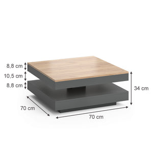 Vicco Tavolino da caffè Antracite 70 x 70 cm