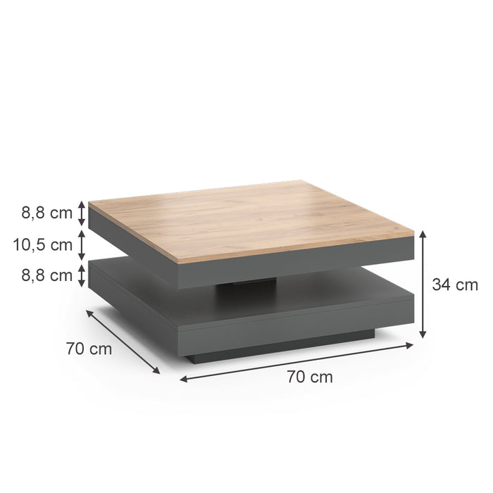 Vicco Tavolino da caffè Antracite 70 x 70 cm
