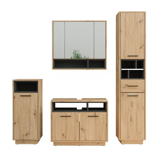 Vicco Set di mobili da bagno Rovere artigianale 4 parti