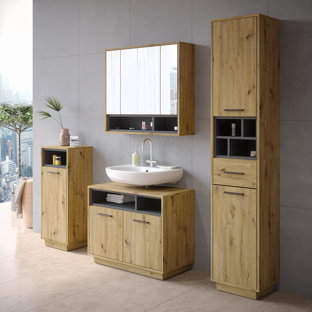 Vicco Set di mobili da bagno Rovere artigianale 4 parti