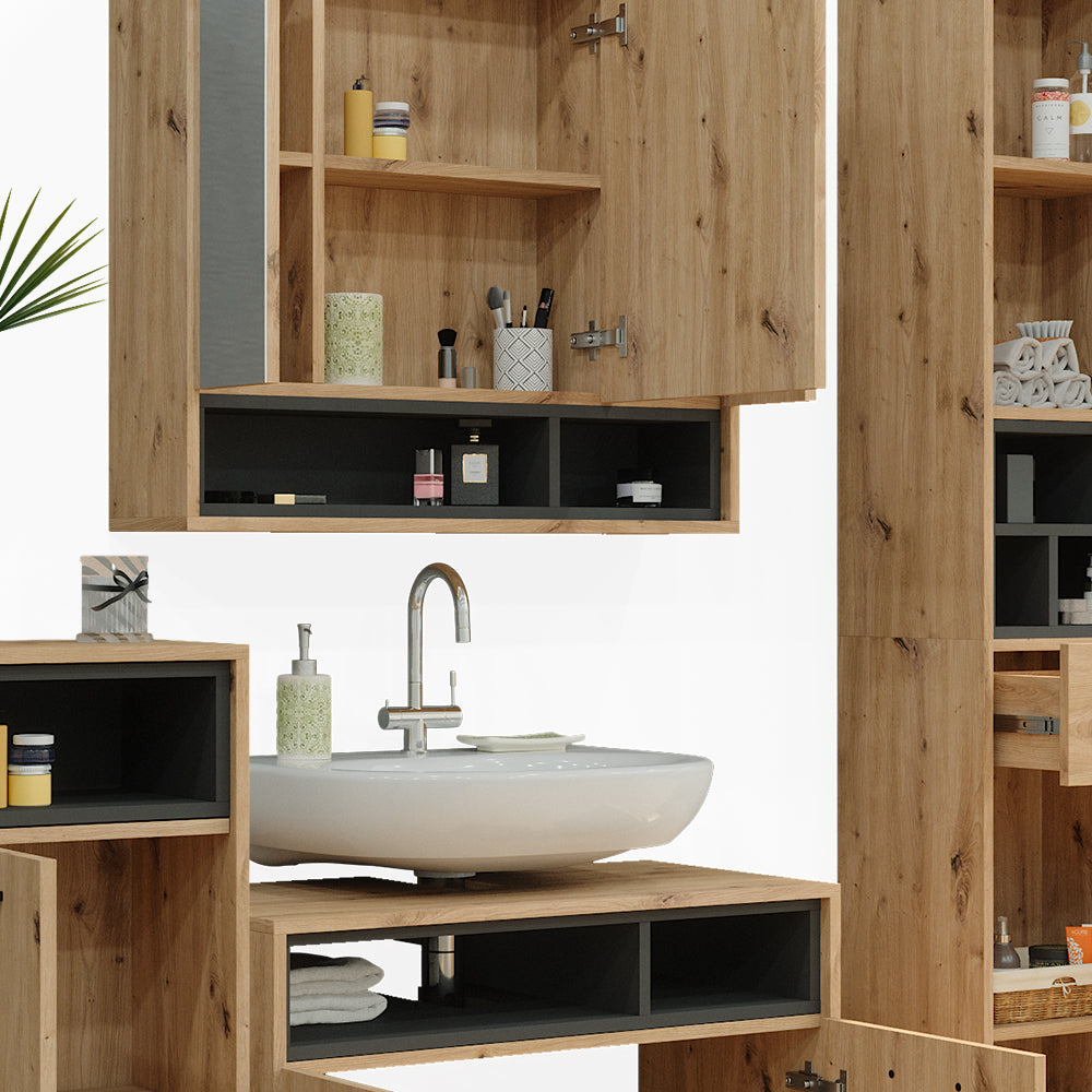 Vicco Set di mobili da bagno Rovere artigianale 4 parti