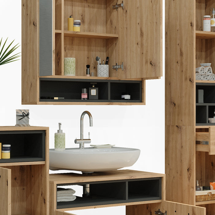 Vicco Set di mobili da bagno Rovere artigianale 4 parti