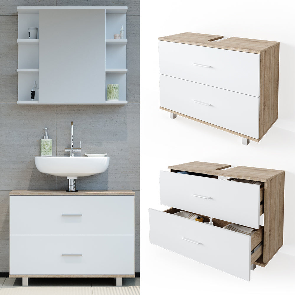 Vicco Mobile sottolavabo per bagno Bianco/Sonoma 80 x 60.8 cm