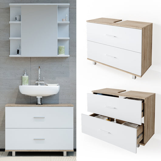 Vicco Mobile sottolavabo per bagno Bianco/Sonoma 80 x 60.8 cm