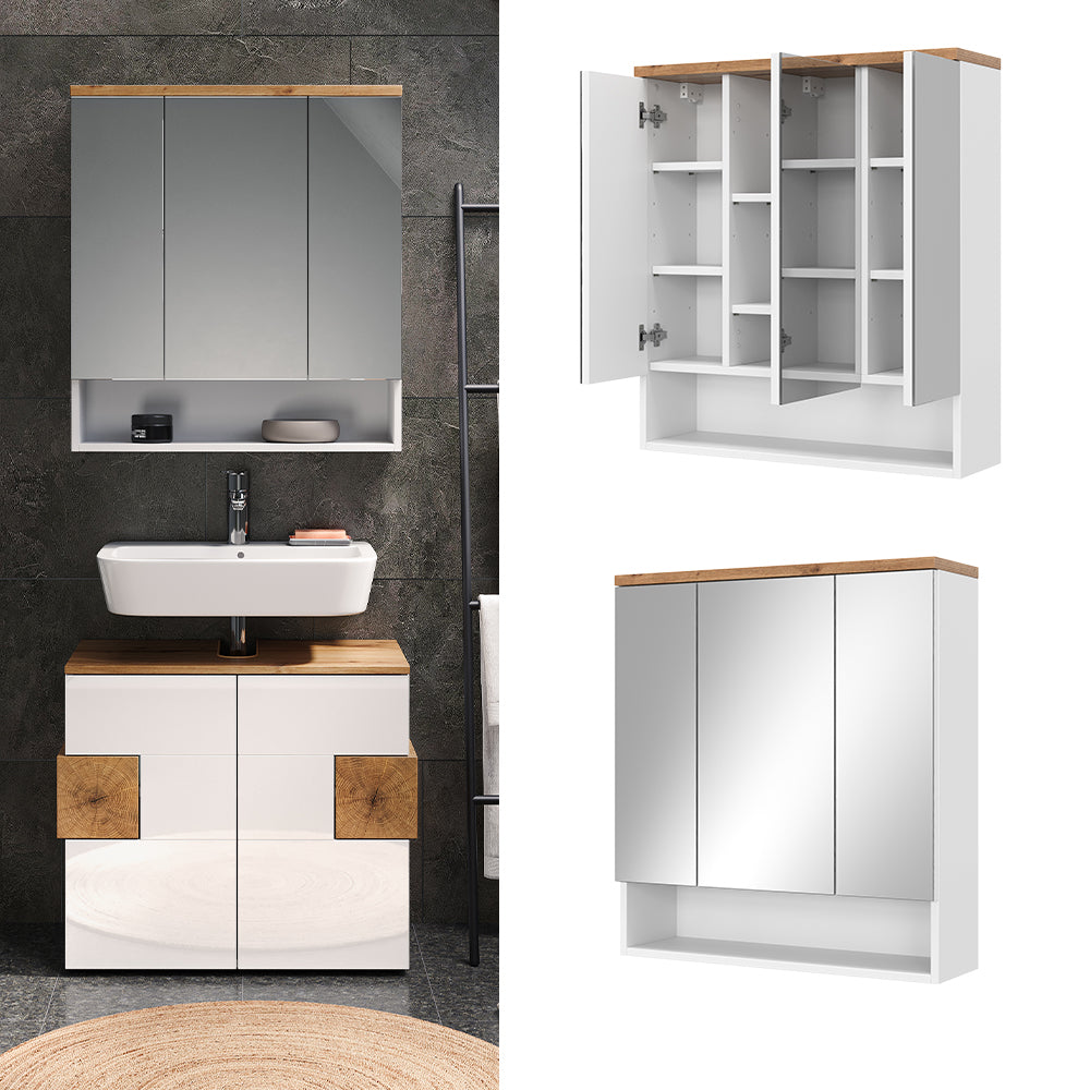 Vicco Specchio contenitore bagno Bianco 70 x 77.5 cm con 3 porte