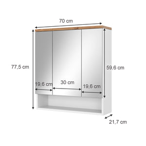Vicco Specchio contenitore bagno Bianco 70 x 77.5 cm con 3 porte