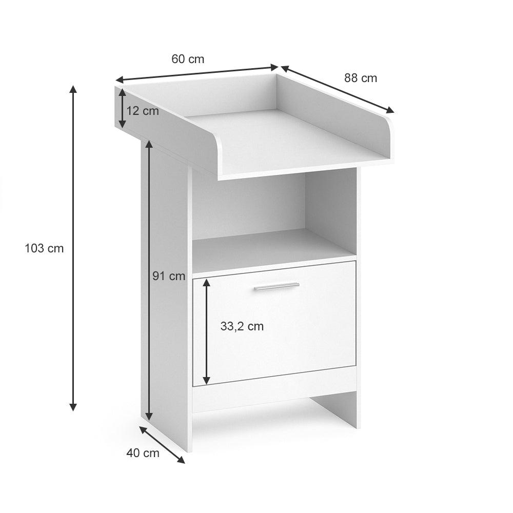 Vicco Fasciatoio Bianco 60 x 103 cm con cassetto