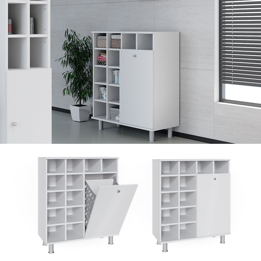Vicco Armadietto da bagno con portabiancheria Bianco 78.4 x 91.6 cm