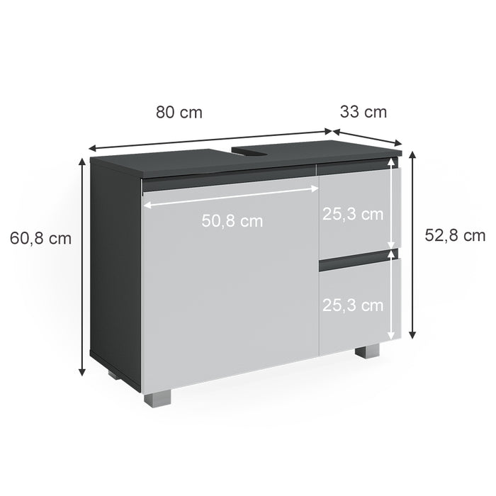 Vicco Mobile sottolavabo per bagno Antracite/bianco 80 x 60.8 cm