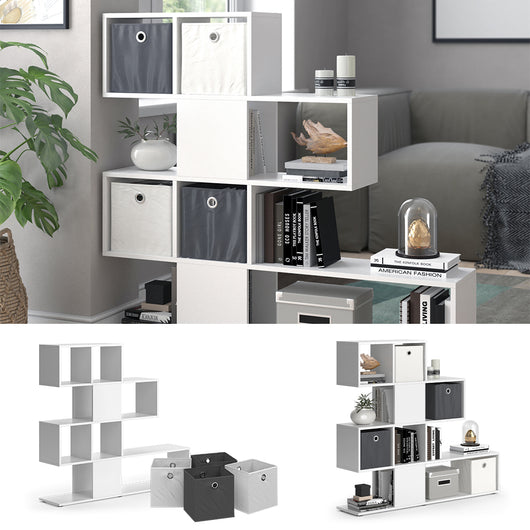 Vicco Divisorio per ambienti Bianco 124.4 x 113 cm con 4 scatole pieghevoli