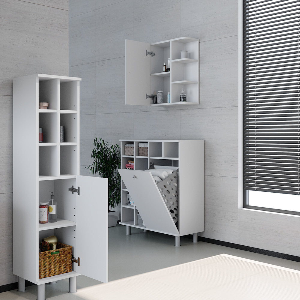 Vicco Armadietto da bagno con portabiancheria Bianco 78.4 x 91.6 cm