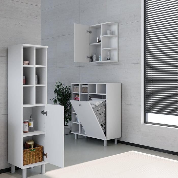 Vicco Armadietto da bagno con portabiancheria Bianco 78.4 x 91.6 cm