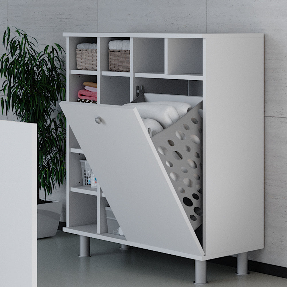 Vicco Armadietto da bagno con portabiancheria Bianco 78.4 x 91.6 cm