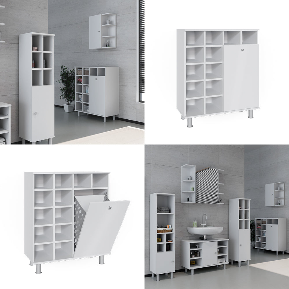 Vicco Armadietto da bagno con portabiancheria Bianco 78.4 x 91.6 cm