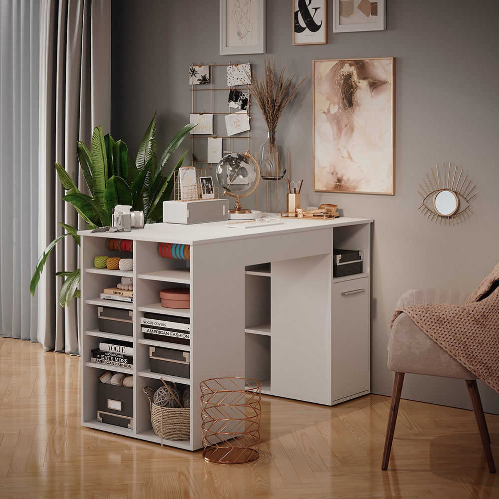 Vicco Scrivania con ripiani Bianco 135 x 68 cm