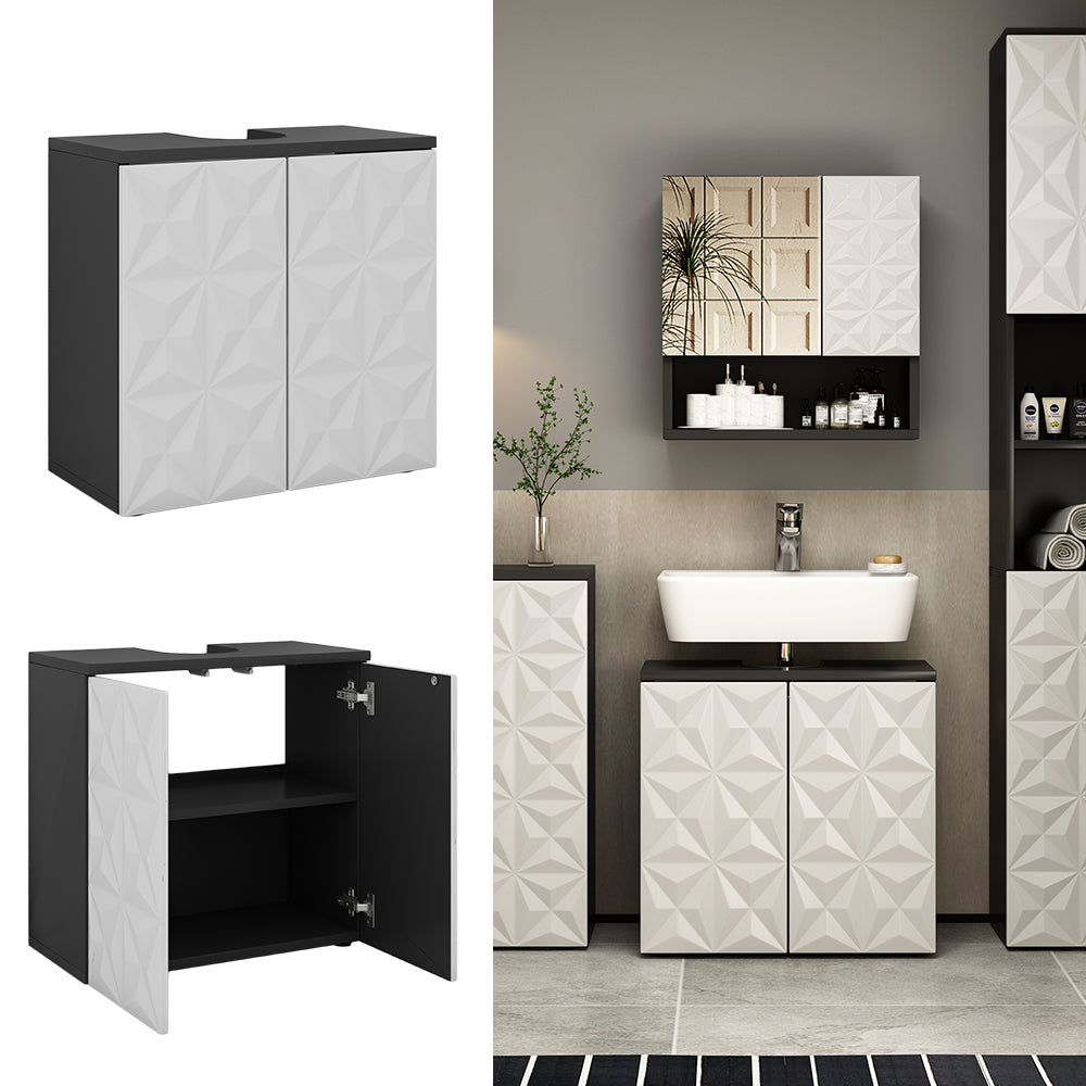 Vicco Mobile sottolavabo per bagno Nero 60 x 57 cm con 2 porte