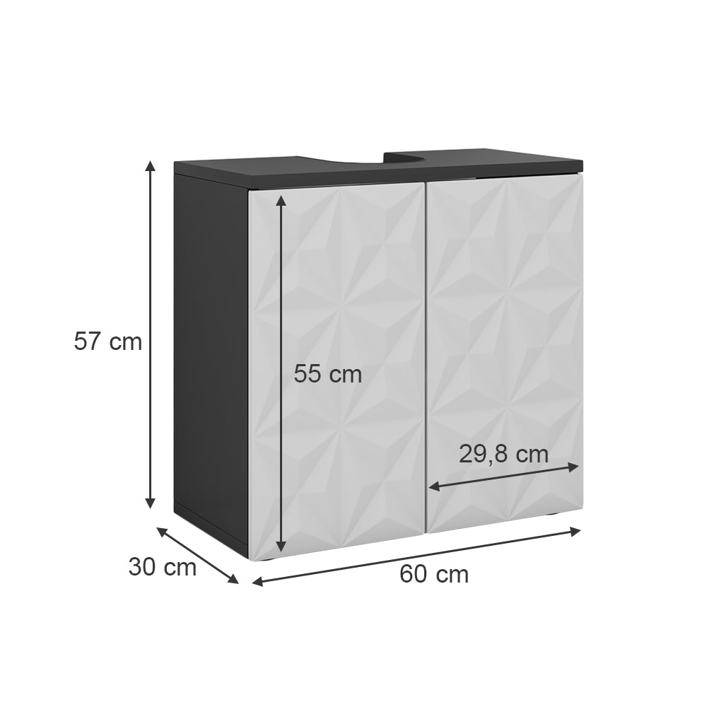 Vicco Mobile sottolavabo per bagno Nero 60 x 57 cm con 2 porte