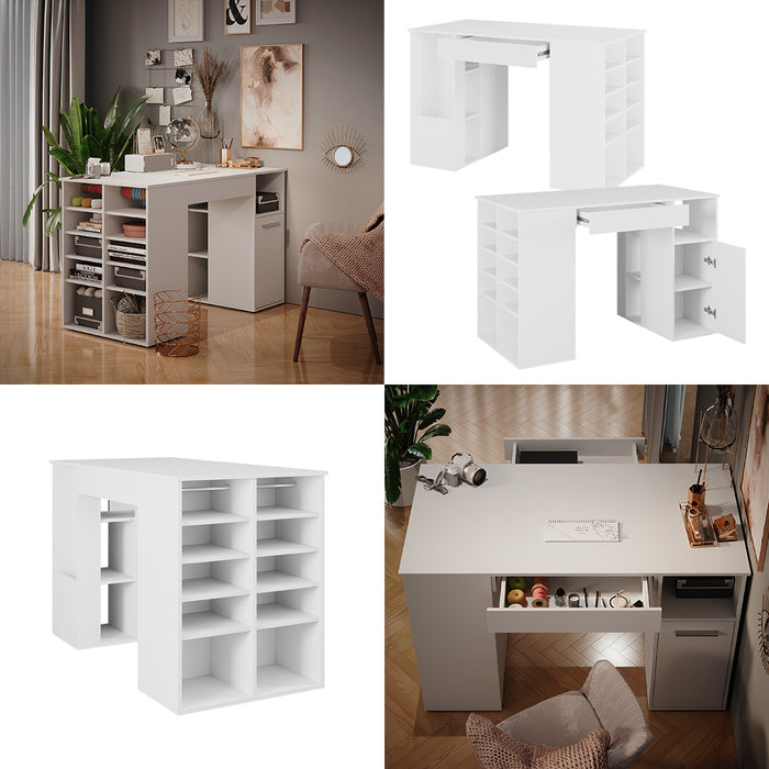 Vicco Scrivania con ripiani Bianco 135 x 68 cm