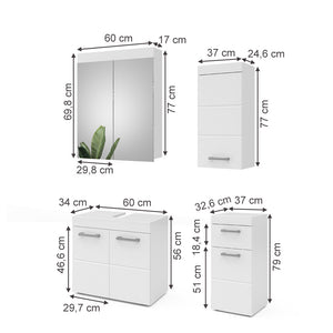 Vicco Set mobili bagno Bianco 4 parti