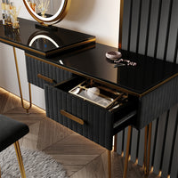 Vicco Tavolo da toeletta Nero 120 cm con specchio LED e sgabello