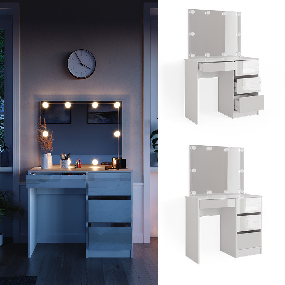 Vicco Tavolo da toilette Bianco 40 cm con illuminazione a LED