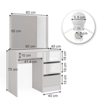 Vicco Tavolo da toilette Bianco 40 cm con illuminazione a LED