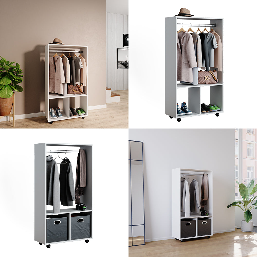 Vicco Armadio multifunzione Bianco 70 x 128 cm