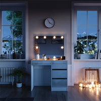 Vicco Tavolo da toilette Bianco 40 cm con illuminazione a LED