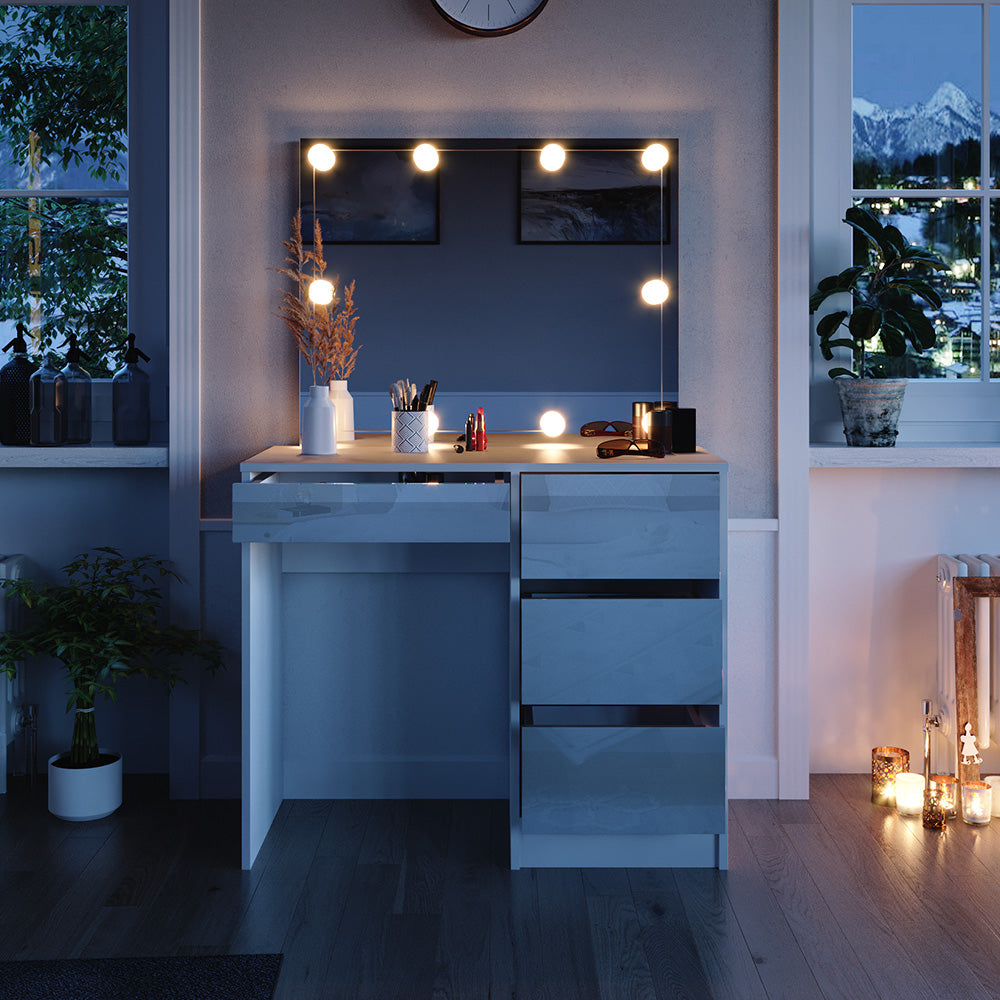 Vicco Tavolo da toilette Bianco 40 cm con illuminazione a LED